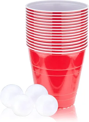 True Giant Beer Pong Set Includes 20 Cups (110 oz Each) and 4 Sphere Balls, Indoor & Outdoor Party Essentials, Beach and Yard Games for Adults