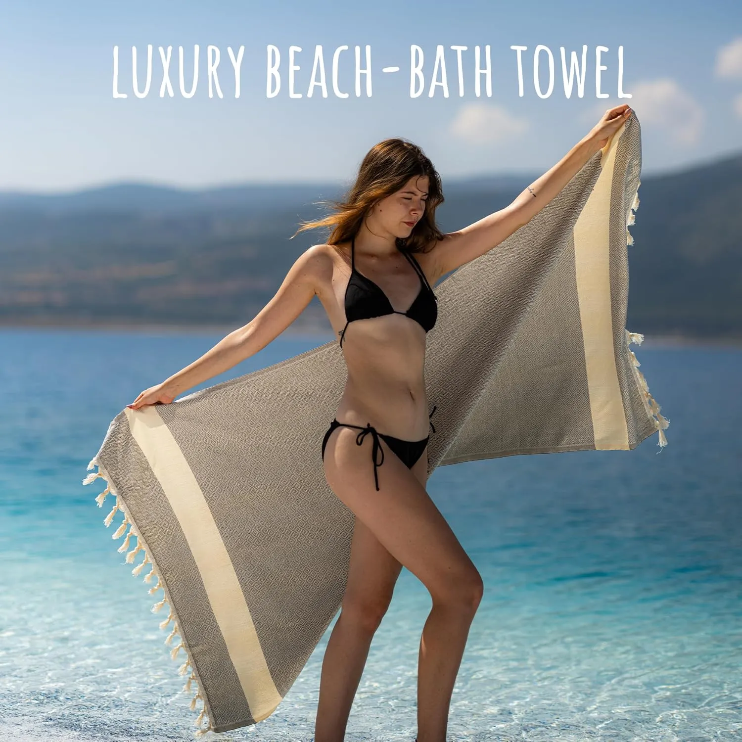 Turkish Beach Towel Oversized Clearance XL 40x71- Sand Free - 100% Cotton Soft Quick Dry - Extra Large Blanket Travel and Pool Towels for Adults- Cloud Sandproof, Beach Essentials for Women