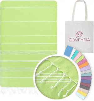 Turkish Beach Towel with Travel Bag - 1/2/4/6 Pack - XL 39x71 Cotton Beach Towel - Prewashed - Sandfree, Quick Dry, Lightweight Beach Blanket - Travel Essentials Clearance - Pistachio Green