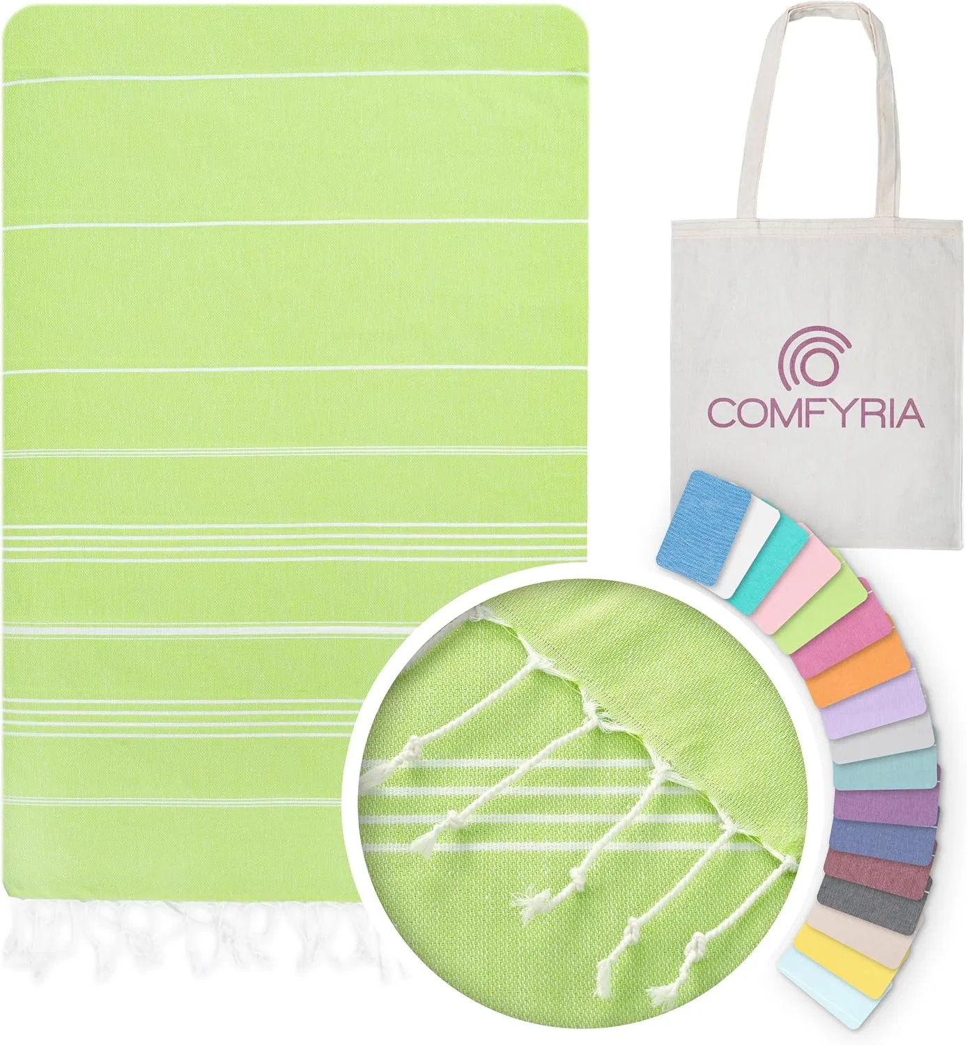 Turkish Beach Towel with Travel Bag - 1/2/4/6 Pack - XL 39x71 Cotton Beach Towel - Prewashed - Sandfree, Quick Dry, Lightweight Beach Blanket - Travel Essentials Clearance - Pistachio Green