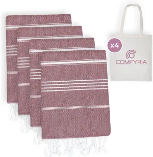 Turkish Beach Towel with Travel Bag - 1/2/4/6 Pack - XL 39x71 Cotton Beach Towel - Prewashed - Sandfree, Quick Dry, Lightweight Beach Blanket - Travel Essentials Clearance - Red