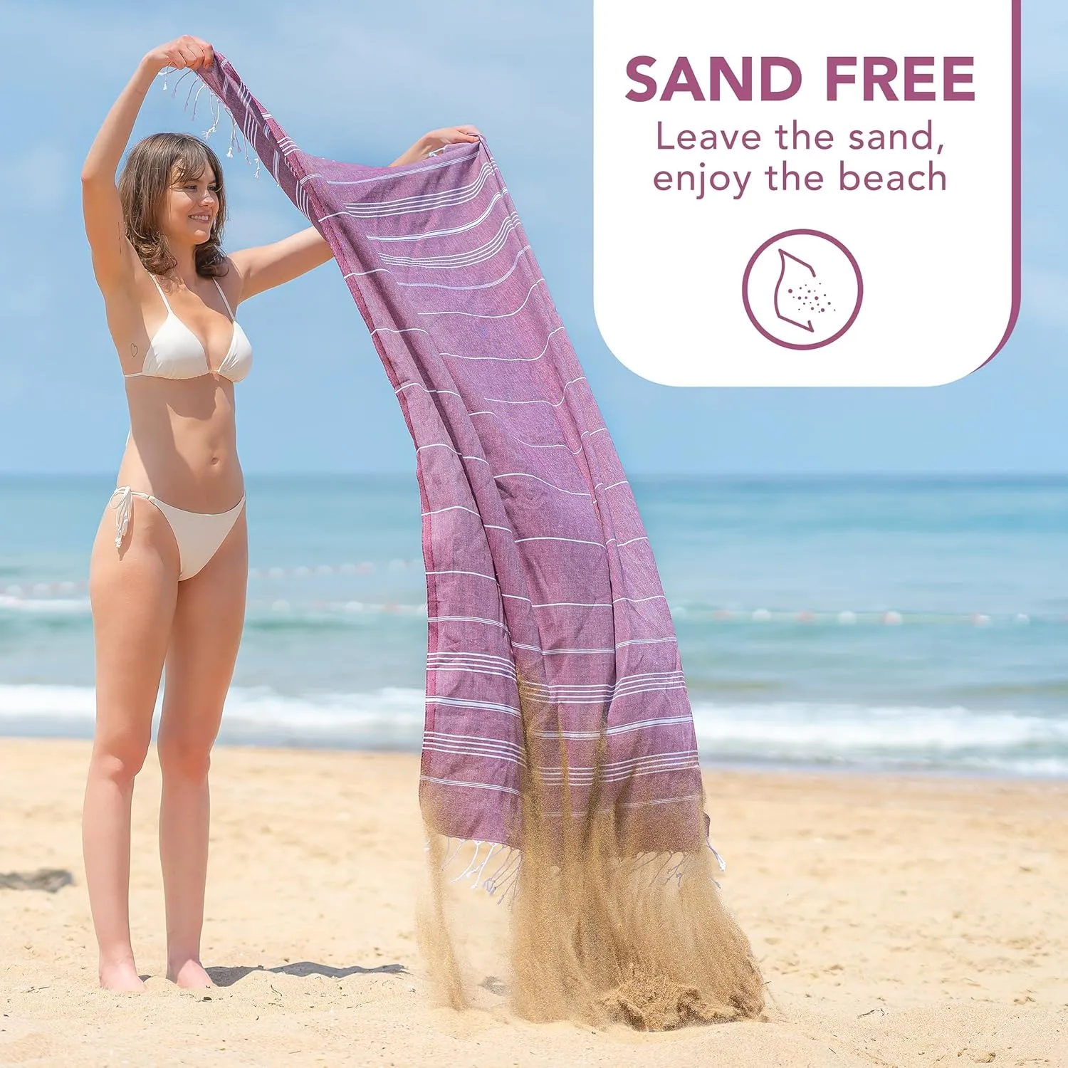 Turkish Beach Towel with Travel Bag - 1/2/4/6 Pack - XL 39x71 Cotton Beach Towel - Prewashed - Sandfree, Quick Dry, Lightweight Beach Blanket - Travel Essentials Clearance - Red
