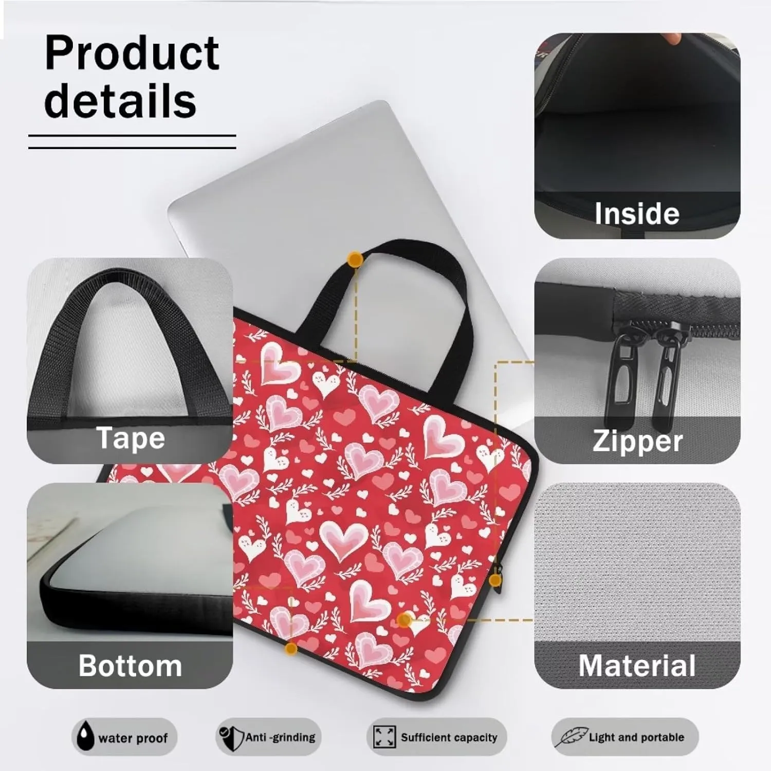 Uasibuni Laptop Sleeve Bag 17 inch Laptop Shoulder Bag Laptop Carrying Case Computer Cover Laptop Bag for Women Men