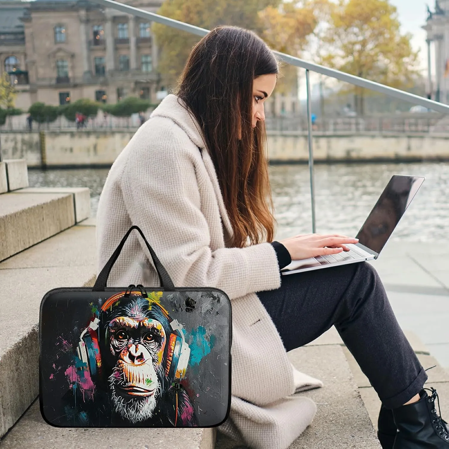 Universal Tablet Laptop Sleeve Case 10 inch, Music Monkey Slim Carrying Case Durable Handbag Travel Laptop Bag for 7 to 10-inch Laptops/Notebook/Kids Tablet/ipad/eBook Readers