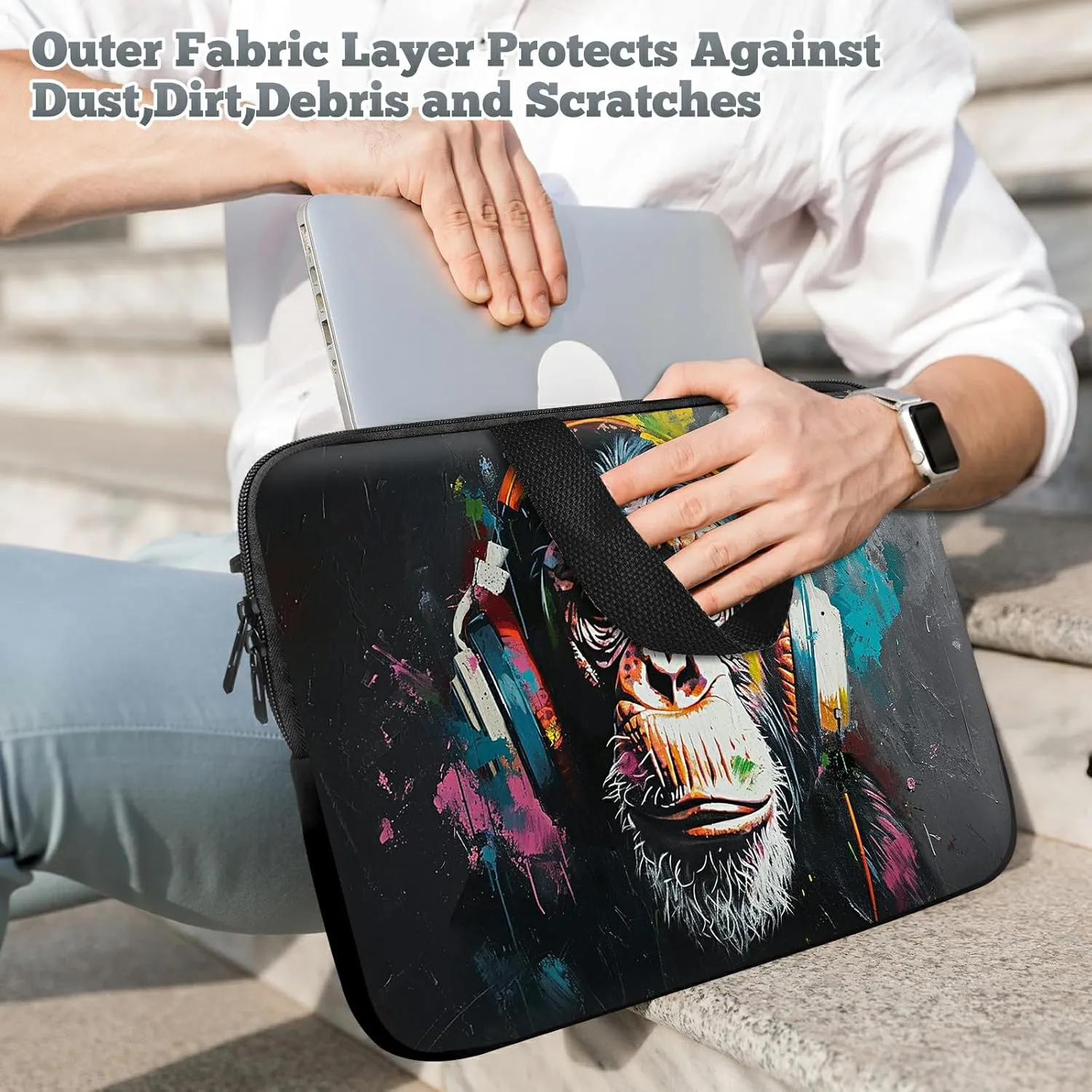 Universal Tablet Laptop Sleeve Case 10 inch, Music Monkey Slim Carrying Case Durable Handbag Travel Laptop Bag for 7 to 10-inch Laptops/Notebook/Kids Tablet/ipad/eBook Readers
