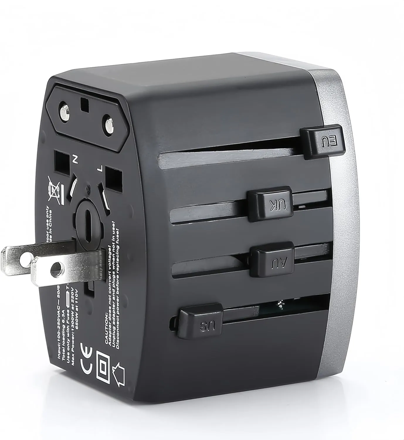 Universal Travel Adapter, Power Adapter Travel Charger w/QC 3.0 USB Port and PD 30W Fast Charger, International Plug Adapter, Outlet Converter Worldwide US to Europe EU AU UK US