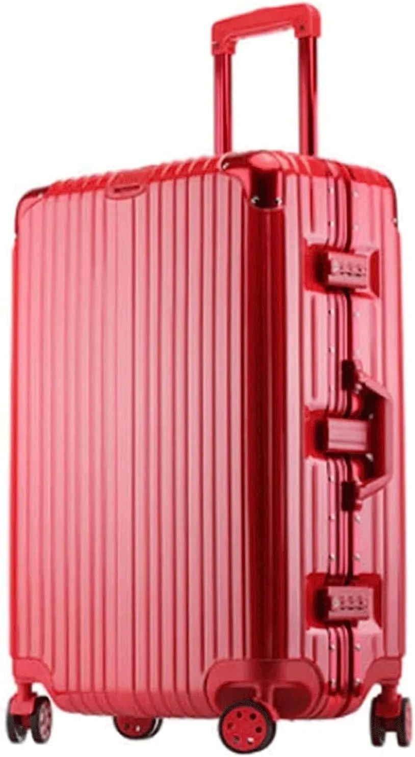 Universal Wheeled Luggage, Large Capacity Suitcase with Aluminium Frame, Suitable for Holidays and Travel (Red), Red