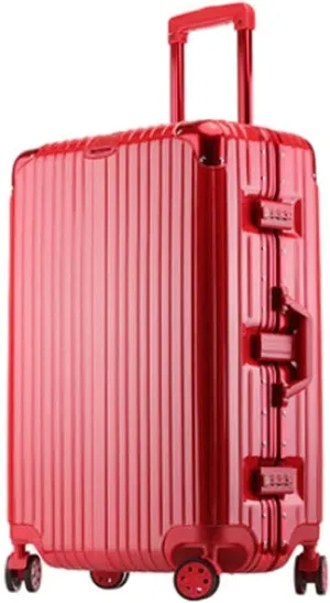 Universal Wheeled Luggage, Large Capacity Suitcase with Aluminium Frame, Suitable for Holidays and Travel (Red), Red