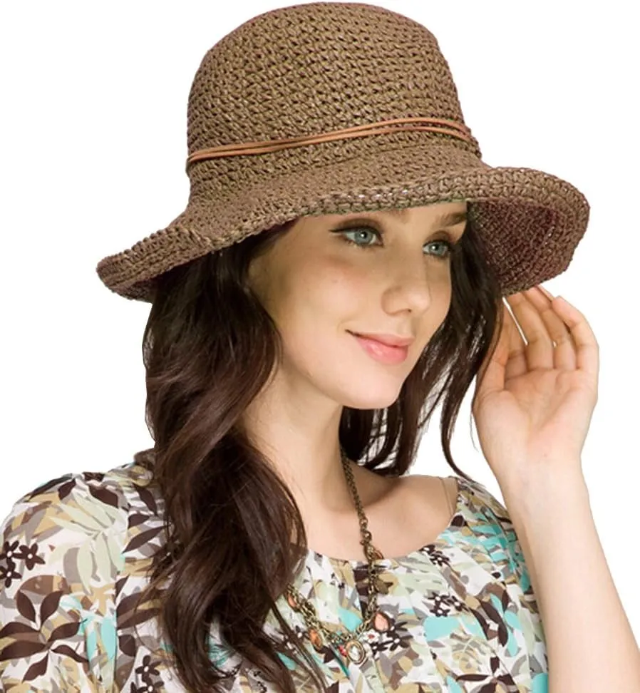 Urban CoCo Women's Wide Brim Caps Foldable Summer Beach Sun Straw Hats