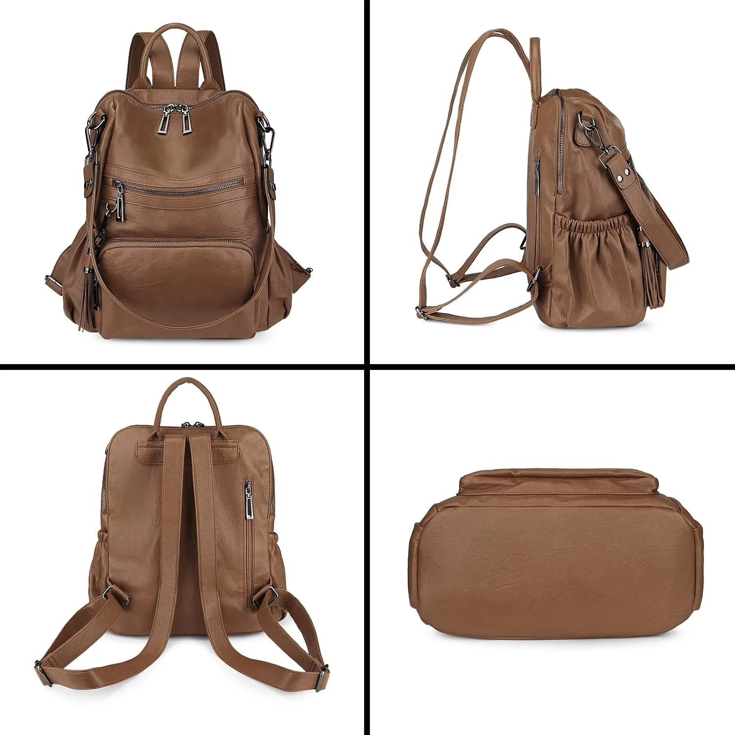 Uromee Travel Backpack Purse for Women Vegan Leather Ladies Fashion Tassel Shoulder Bag Convertible