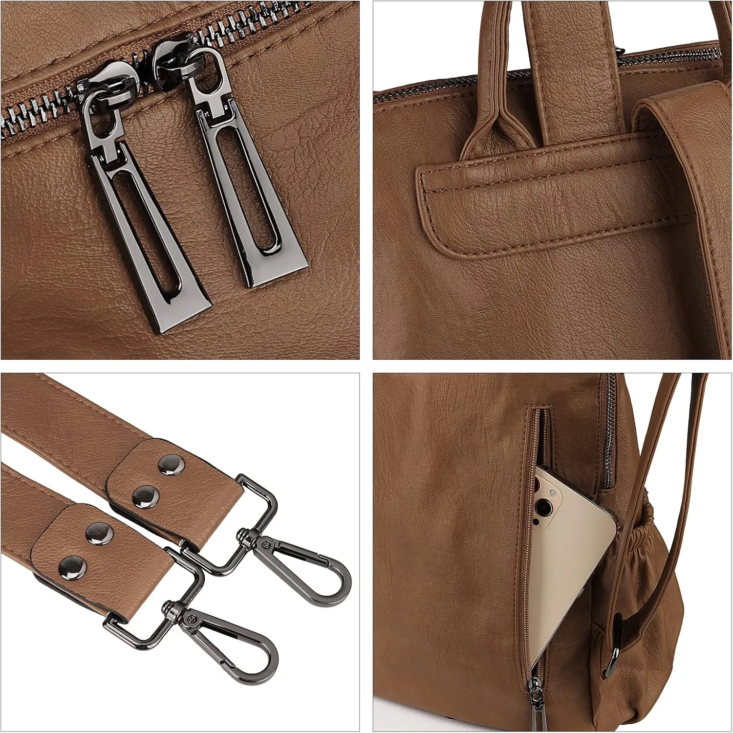 Uromee Travel Backpack Purse for Women Vegan Leather Ladies Fashion Tassel Shoulder Bag Convertible