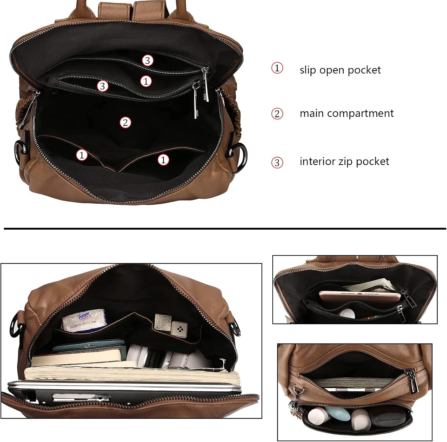Uromee Travel Backpack Purse for Women Vegan Leather Ladies Fashion Tassel Shoulder Bag Convertible