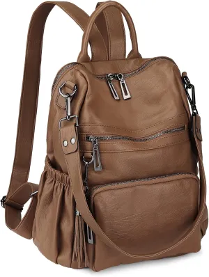 Uromee Travel Backpack Purse for Women Vegan Leather Ladies Fashion Tassel Shoulder Bag Convertible
