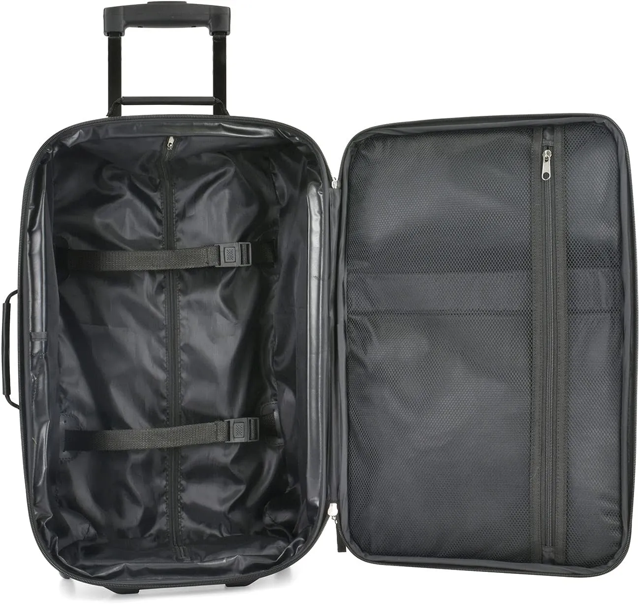 U.S. Traveler Lightweight Rolling 20" Carry On Luggage Softside Suitcase, Noir, 2 Wheel-2 Piece