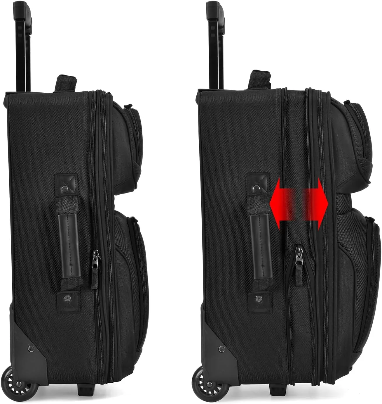 U.S. Traveler Lightweight Rolling 20" Carry On Luggage Softside Suitcase, Noir, 2 Wheel-2 Piece