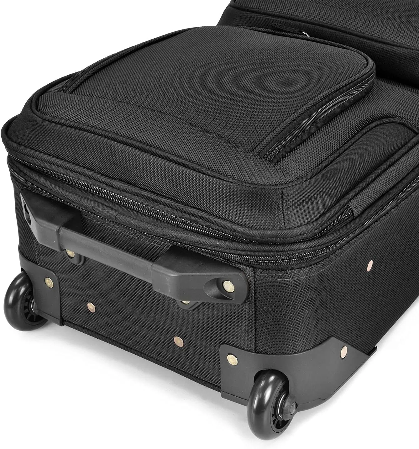 U.S. Traveler Lightweight Rolling 20" Carry On Luggage Softside Suitcase, Noir, 2 Wheel-2 Piece