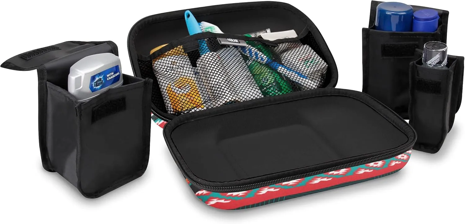 USA Gear Toiletry Travel Bag Organizer Kit with Customizable Storage Pockets & Protective Hard Shell Perfect for Carrying Shampoo, Conditioner, Body Wash, Shaving Supplies & More Toiletries!