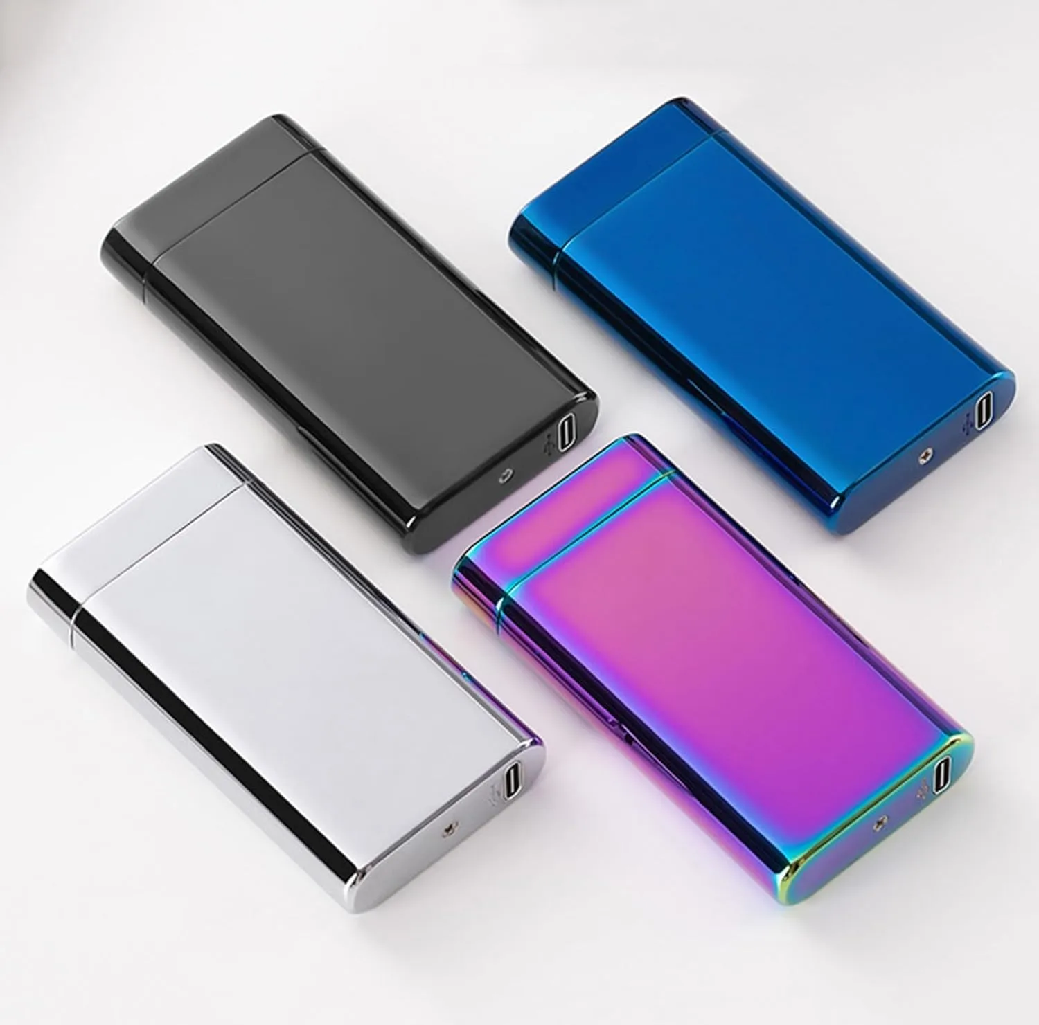 USB Rechargeable Lighter Arc Electric Metal Smoke Windproof Lighters for Women Fashion Festival Gift (Color : B)