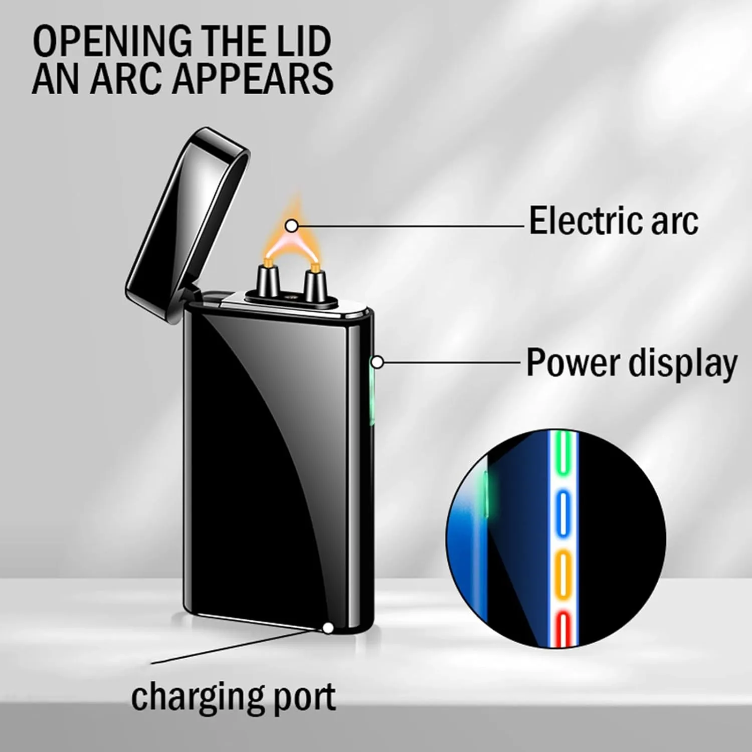 USB Rechargeable Lighter Arc Electric Metal Smoke Windproof Lighters for Women Fashion Festival Gift (Color : B)