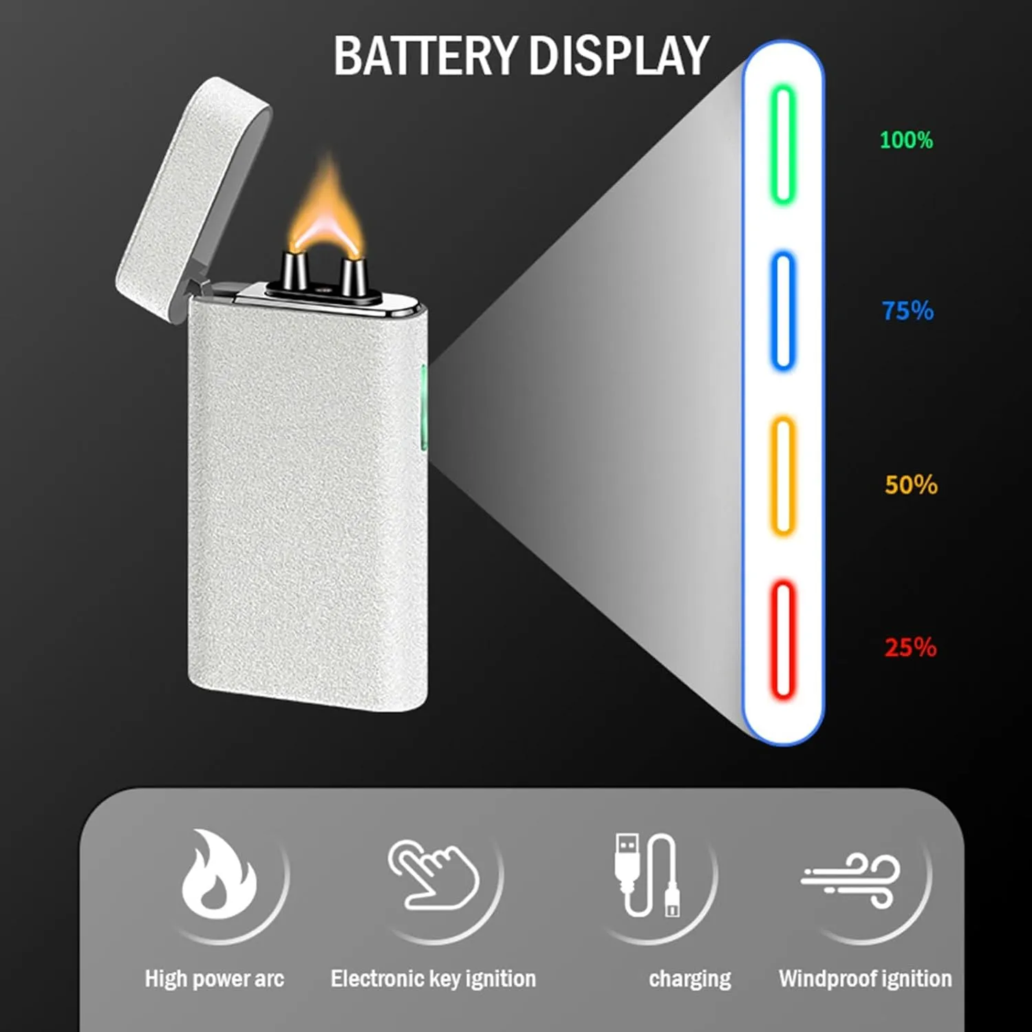 USB Rechargeable Lighter Arc Electric Metal Smoke Windproof Lighters for Women Fashion Festival Gift (Color : B)
