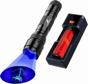 UV Flashlight 395-410nm, High Power Rechargeable UV Led Blacklight Flashlights for Resin Curing, Leak Detector, Pet Urine Stain, Battery Charger Set Include