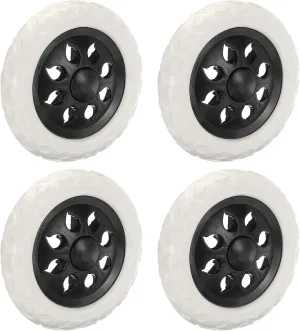 uxcell Shopping Cart Wheels Replacement 6 Inch, 4 Pack Rubber Foaming Shopping Bag Trolley Wheel Repair for Folding Rolling Bag Laundry Cart, Black White