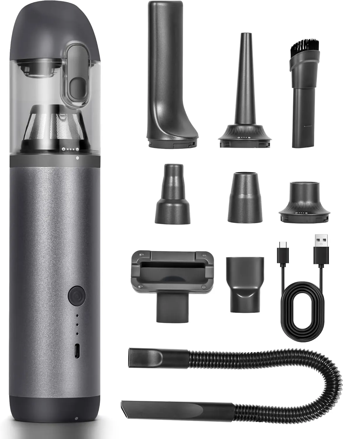 V8 Car Vacuum, Aluminum Durable Cordless Vacuum with 16000pa Suction Power, Handheld Vaccum for Car, Office Desk, Keyboards