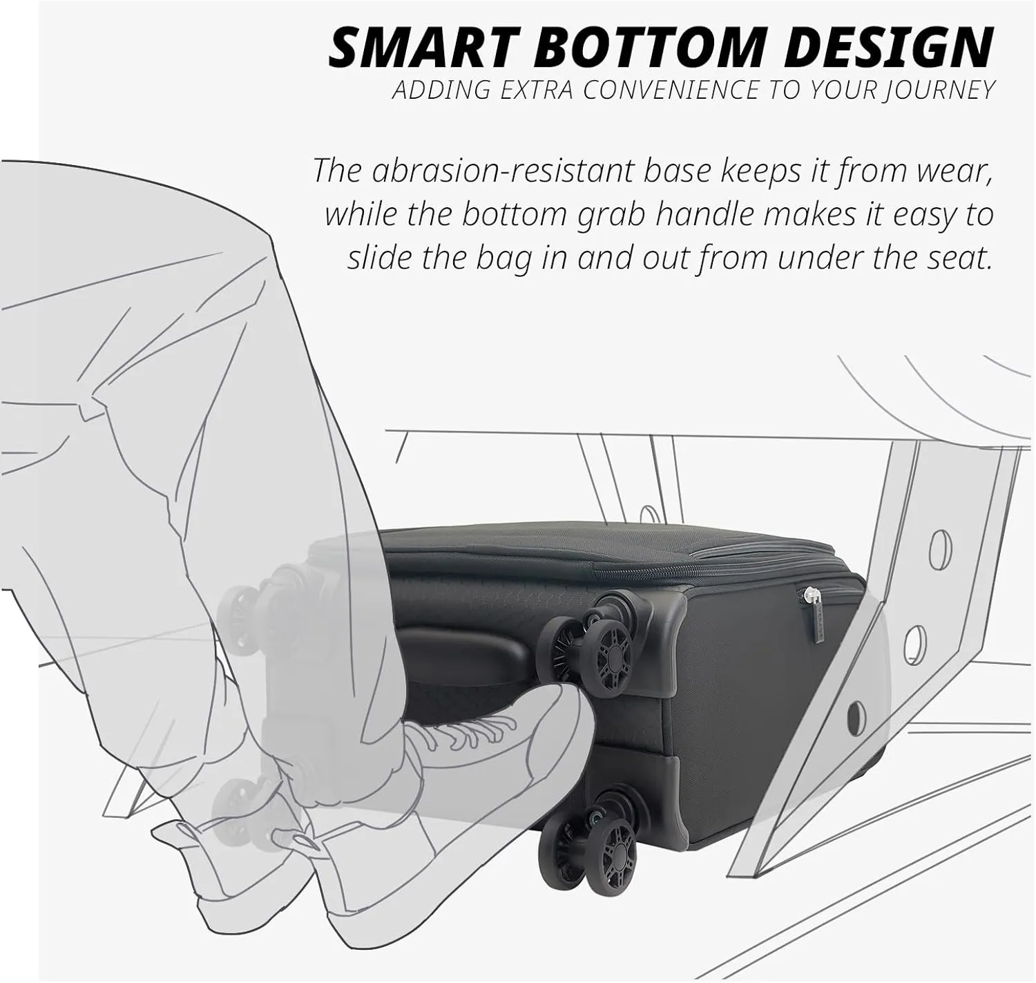 Verage 14 inch Underseat Carry On Luggage with Wheels, Grey Softside Small Suitcase Spinner Wheeled Rolling Travel Laptop Bag for Airlines Airplanes Short Trip Men Women
