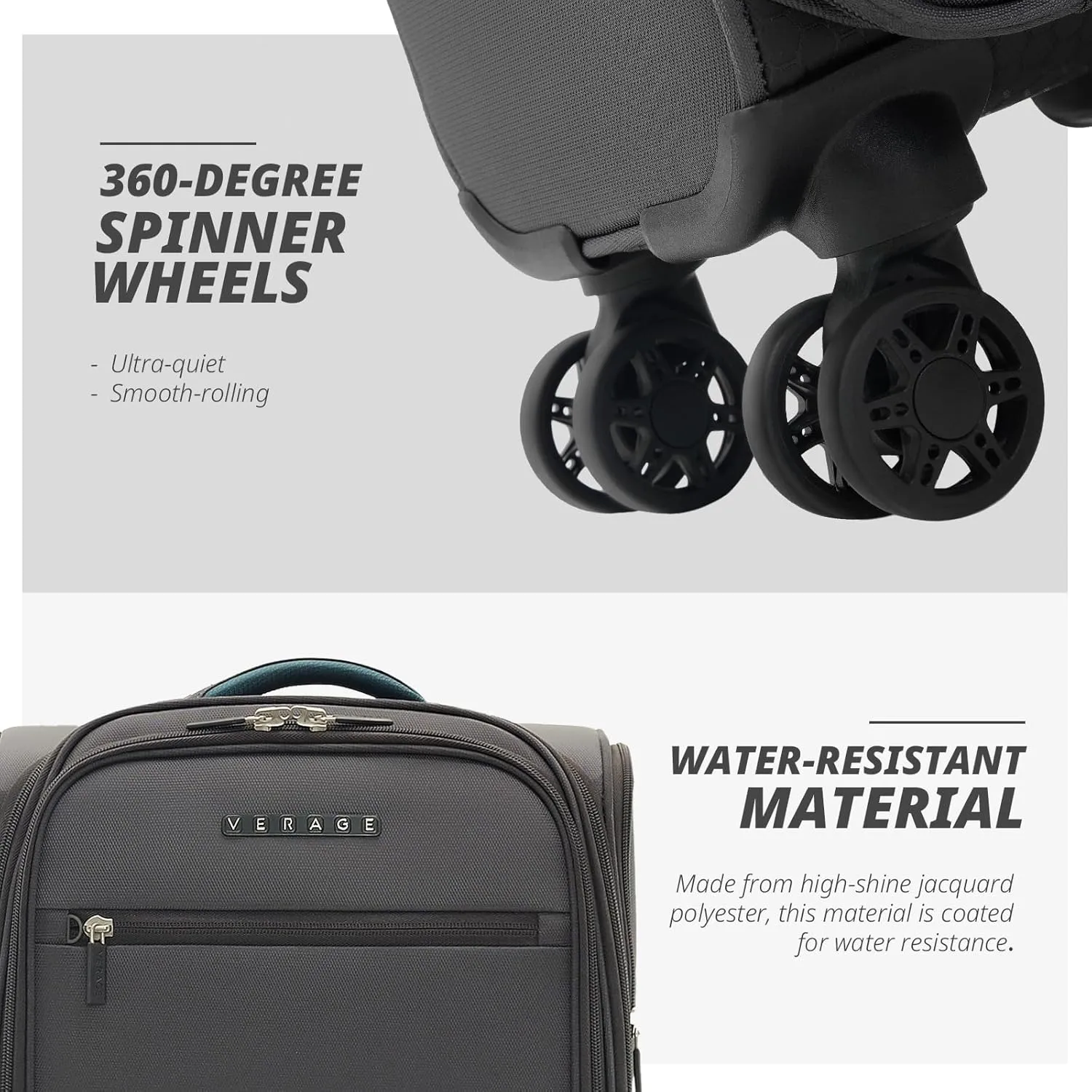 Verage 14 inch Underseat Carry On Luggage with Wheels, Grey Softside Small Suitcase Spinner Wheeled Rolling Travel Laptop Bag for Airlines Airplanes Short Trip Men Women