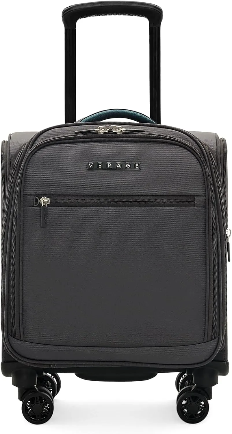 Verage 14 inch Underseat Carry On Luggage with Wheels, Grey Softside Small Suitcase Spinner Wheeled Rolling Travel Laptop Bag for Airlines Airplanes Short Trip Men Women