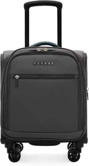 Verage 14 inch Underseat Carry On Luggage with Wheels, Grey Softside Small Suitcase Spinner Wheeled Rolling Travel Laptop Bag for Airlines Airplanes Short Trip Men Women