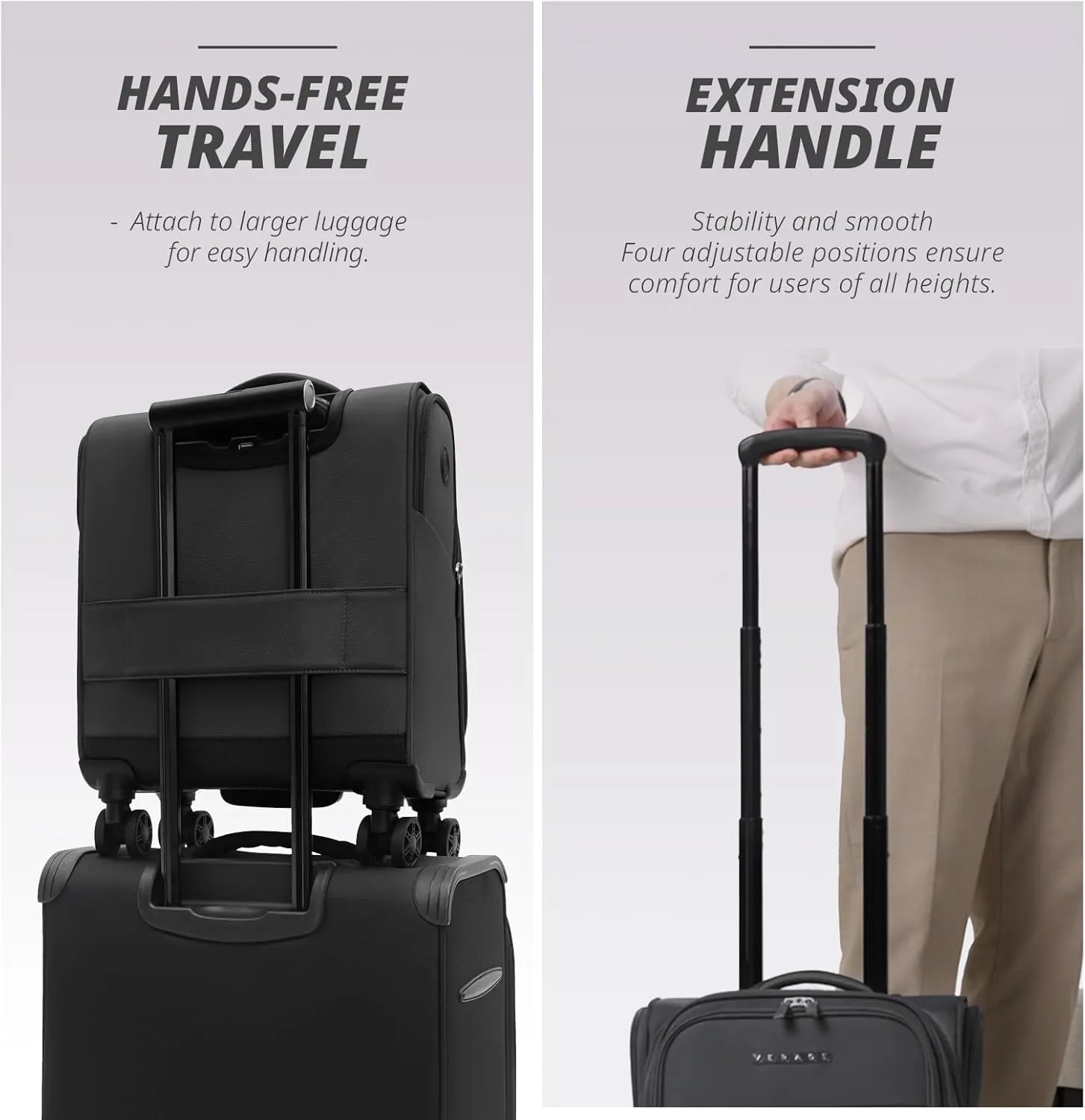 Verage 14 inch Underseat Carry On Luggage with Wheels, Grey Softside Small Suitcase Spinner Wheeled Rolling Travel Laptop Bag for Airlines Airplanes Short Trip Men Women