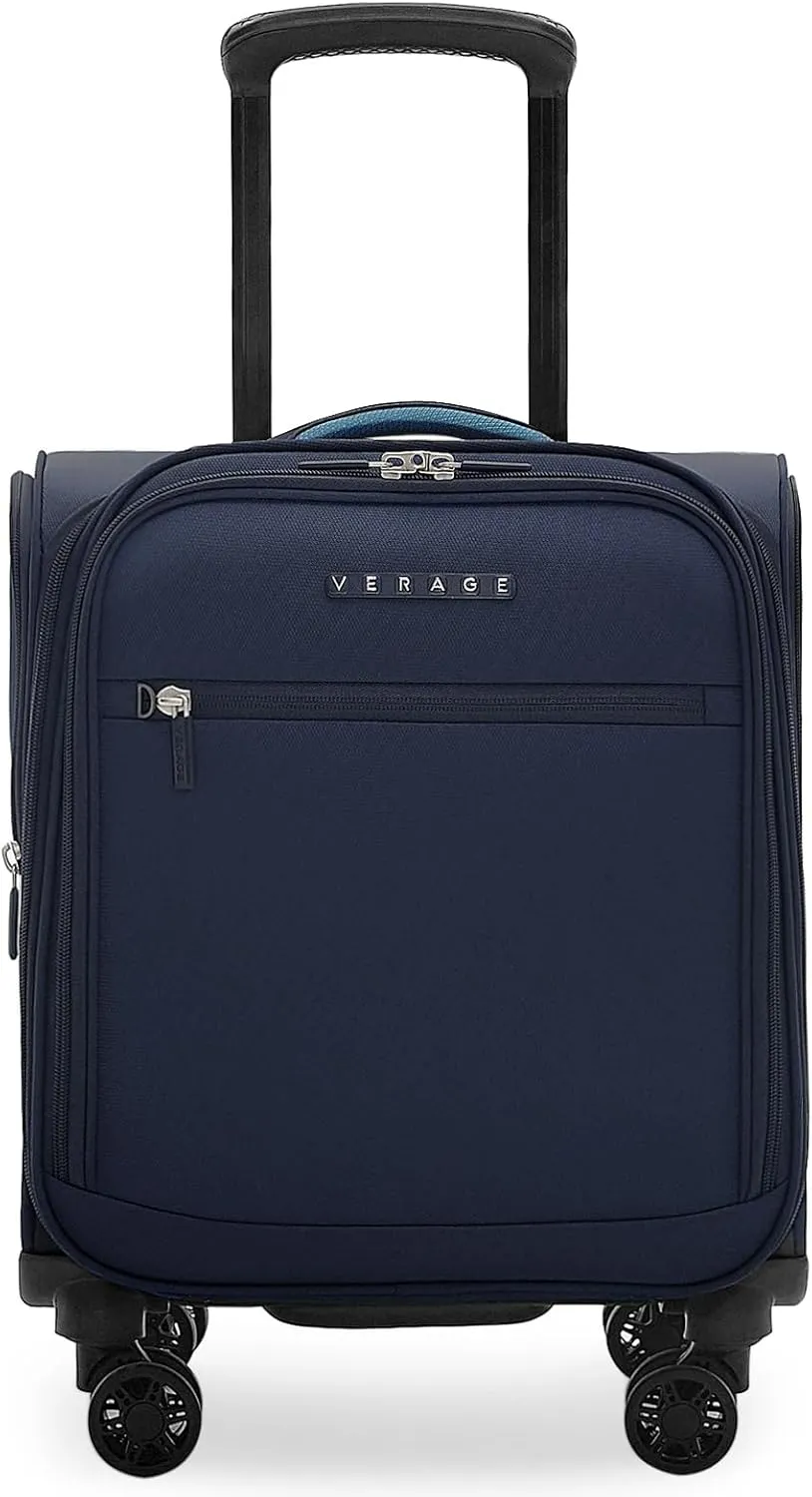 Verage 14.5 inch Underseat Carry On Luggage with Wheels, Navy Softside Small Suitcase Spinner Wheeled Rolling Travel Laptop Bag for Airlines Airplanes Short Trip Men Women