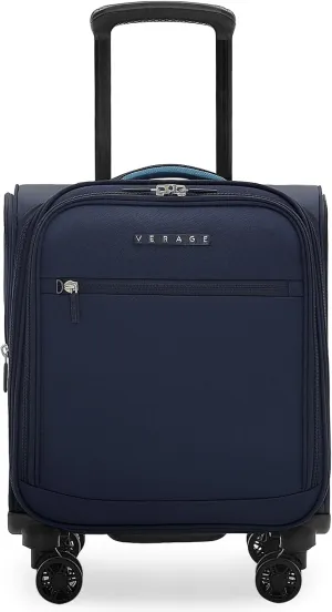 Verage 14.5 inch Underseat Carry On Luggage with Wheels, Navy Softside Small Suitcase Spinner Wheeled Rolling Travel Laptop Bag for Airlines Airplanes Short Trip Men Women