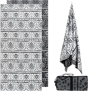Vessia Black and White diamond Boho Large Beach Towel 35x75inches, 90% Polyester and 10% Polyamide, Quick Dry Sand Free Absorbent Oversized, Lightweight Cute Towel For Yoga Travel Swimming Pool Picnic