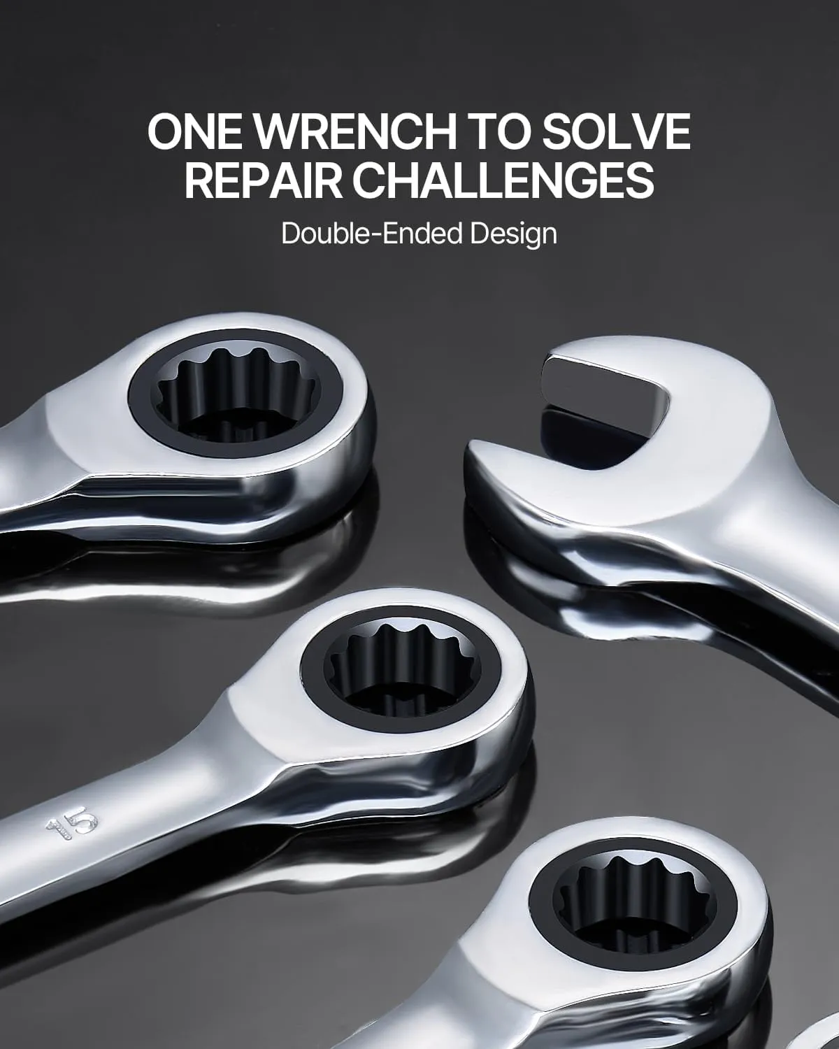 VEVOR Combination Wrench Set, 30-Piece Ratcheting Wrench Set with Organizer Rack, Cr-V Steel Wrench Set SAE 1/4" to 1", Metric 8 mm to 24 mm, Ideal for General Household, Garage, Workshop, Emergency