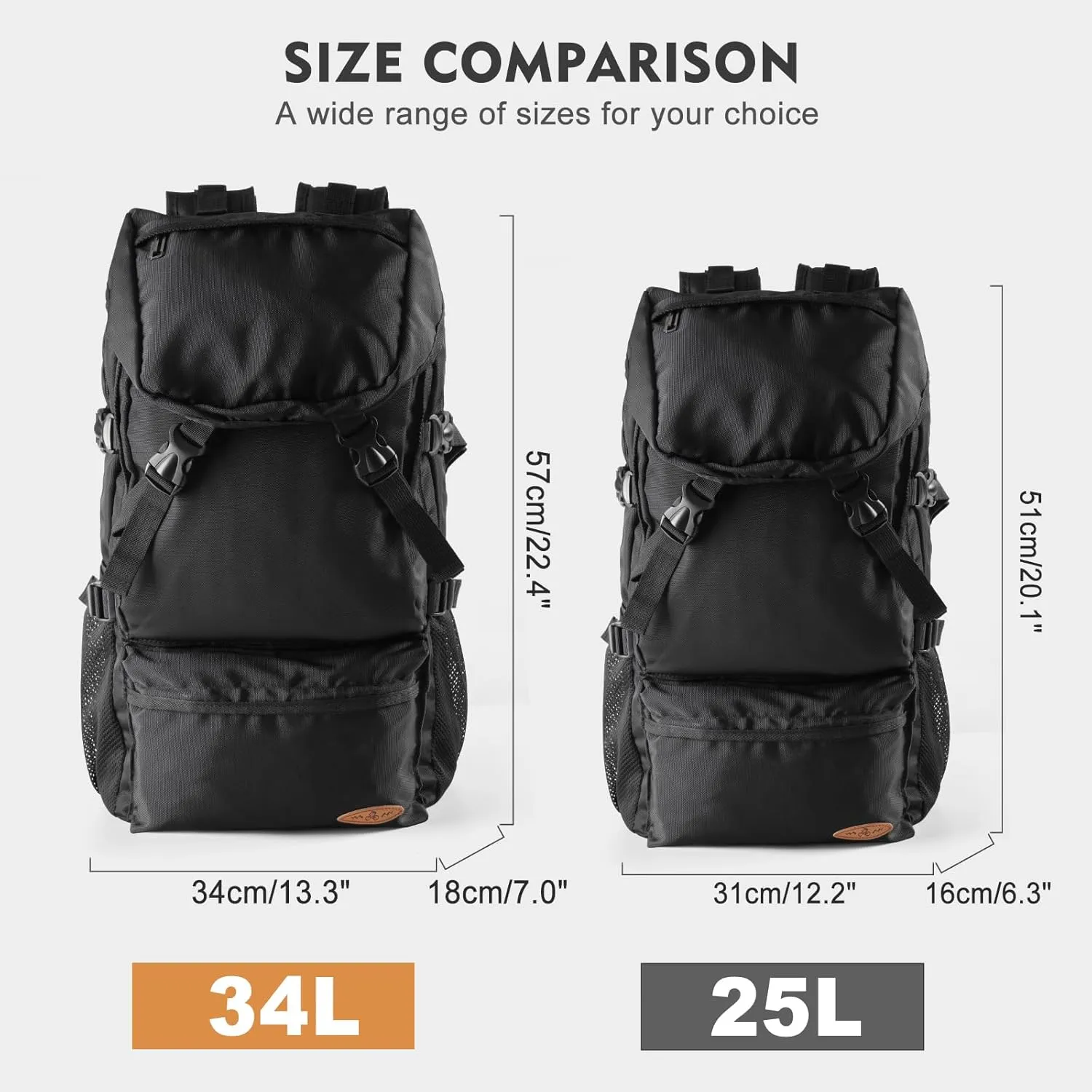 VGCUB Large Travel Camping Hiking Backpack,Lightweight Waterproof Outdoor Sports Rucksack Gym Carry on Backpack Daypack for Women Men Traveling Extra Large, Black