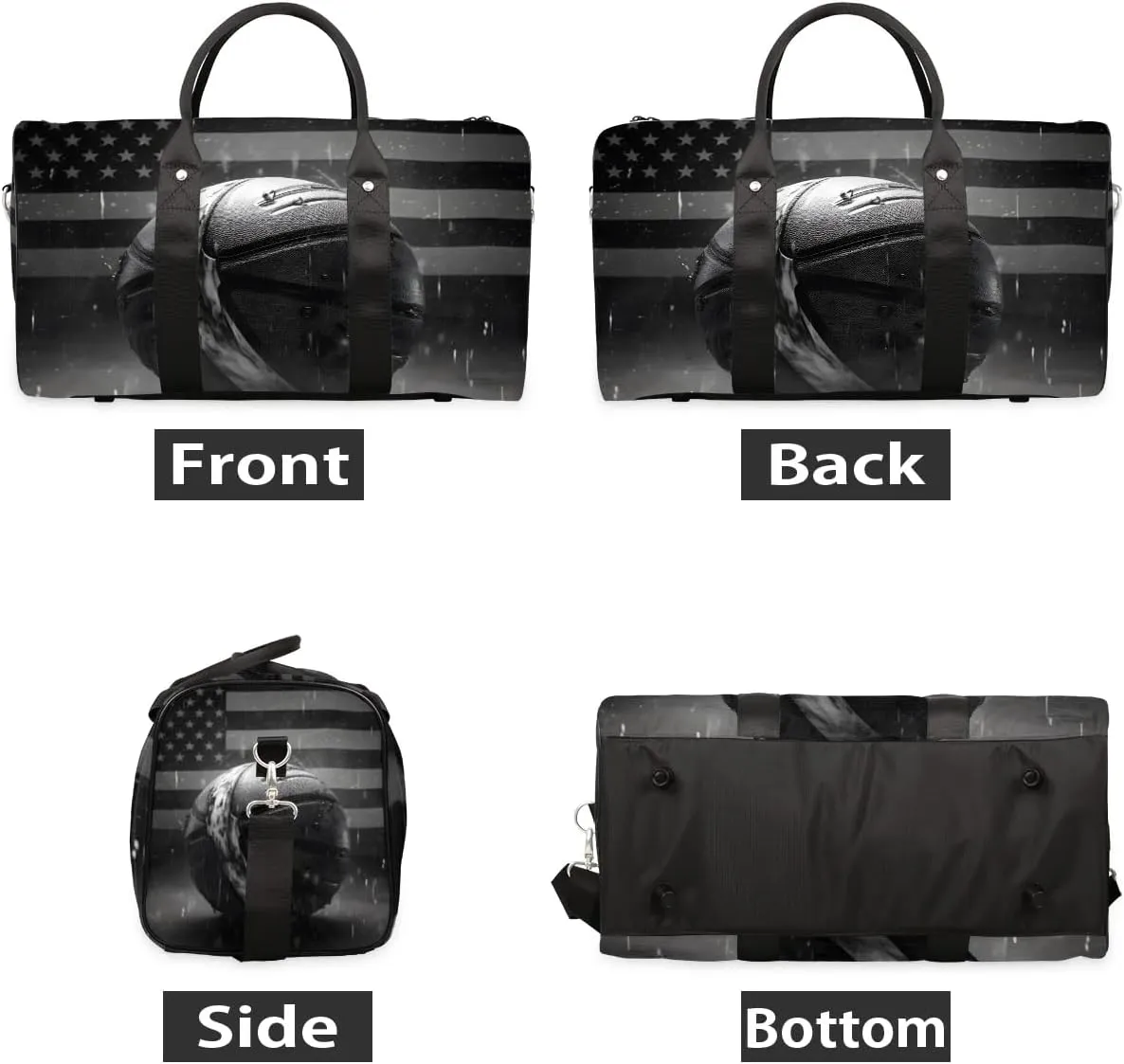 Vintage Basketball Travel Duffel Bag for Women Men Waterproof Foldable Overnight Weekender Bag Large Capacity Sports Gym Bag