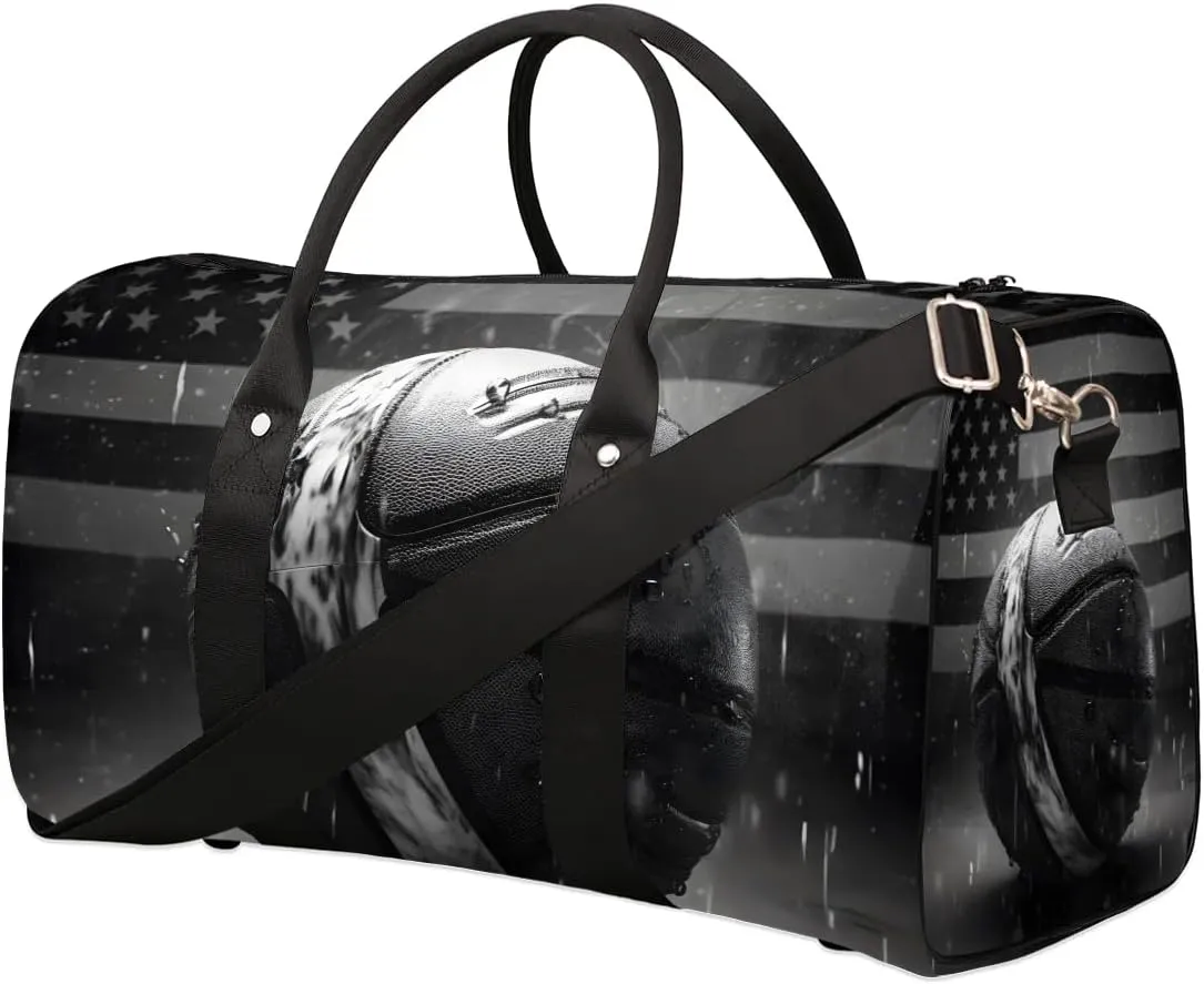 Vintage Basketball Travel Duffel Bag for Women Men Waterproof Foldable Overnight Weekender Bag Large Capacity Sports Gym Bag