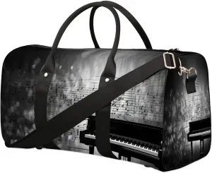 Vintage Piano Music Travel Duffel Bag for Women Men Waterproof Foldable Overnight Weekender Bag Large Capacity Sports Gym Bag