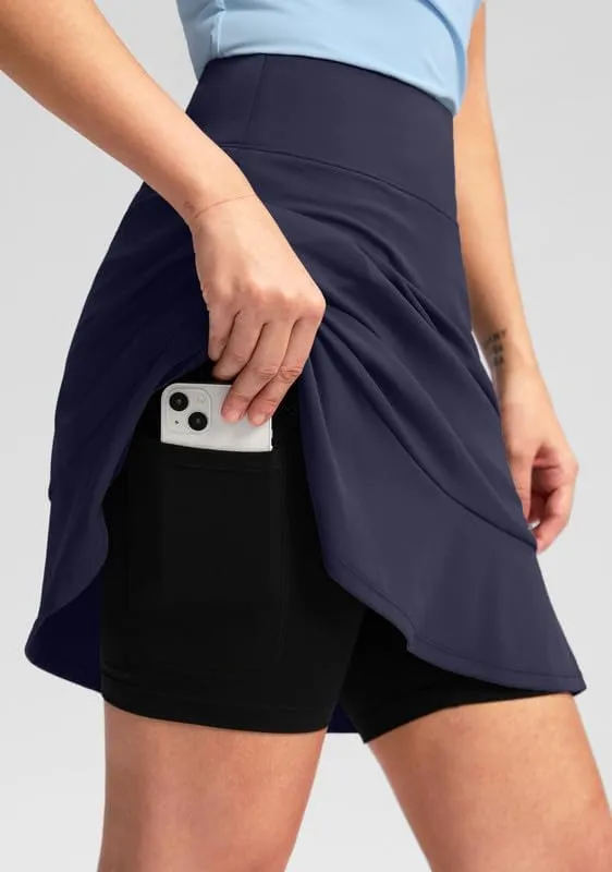 Viodia 20" Knee Length Skorts Skirts for Women with Pockets High Waisted Athletic Tennis Golf Skort for Casual Summer