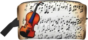 Violin Sheet Music Print Travel Toiletry Organizer Bag, Large Capacity Storage For Cosmetics, Toiletries