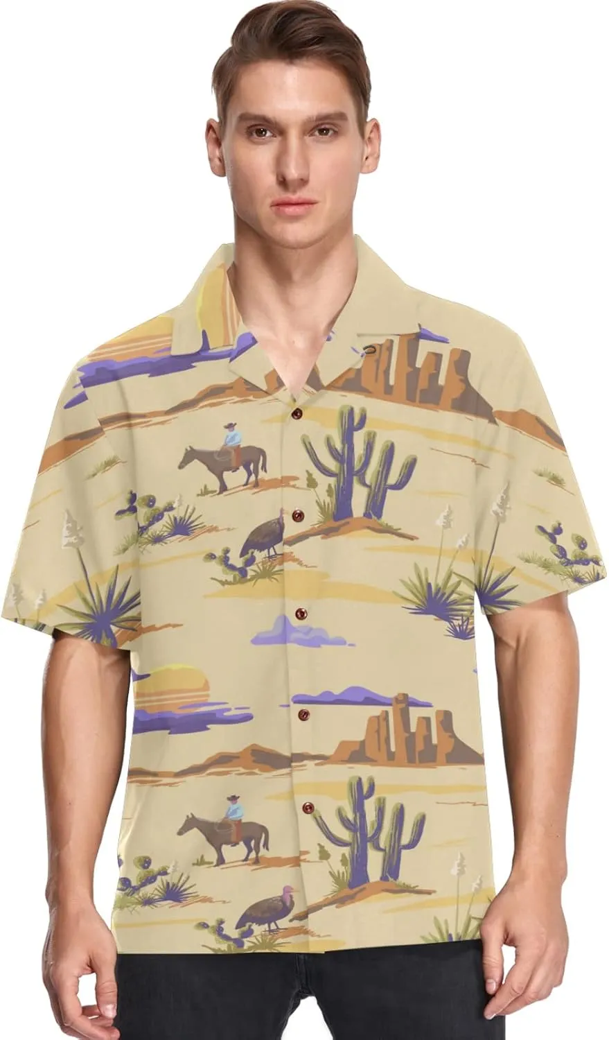 visesunny Mens Casual Button Down Short Sleeve Hawaiian Shirt Aloha Shirt