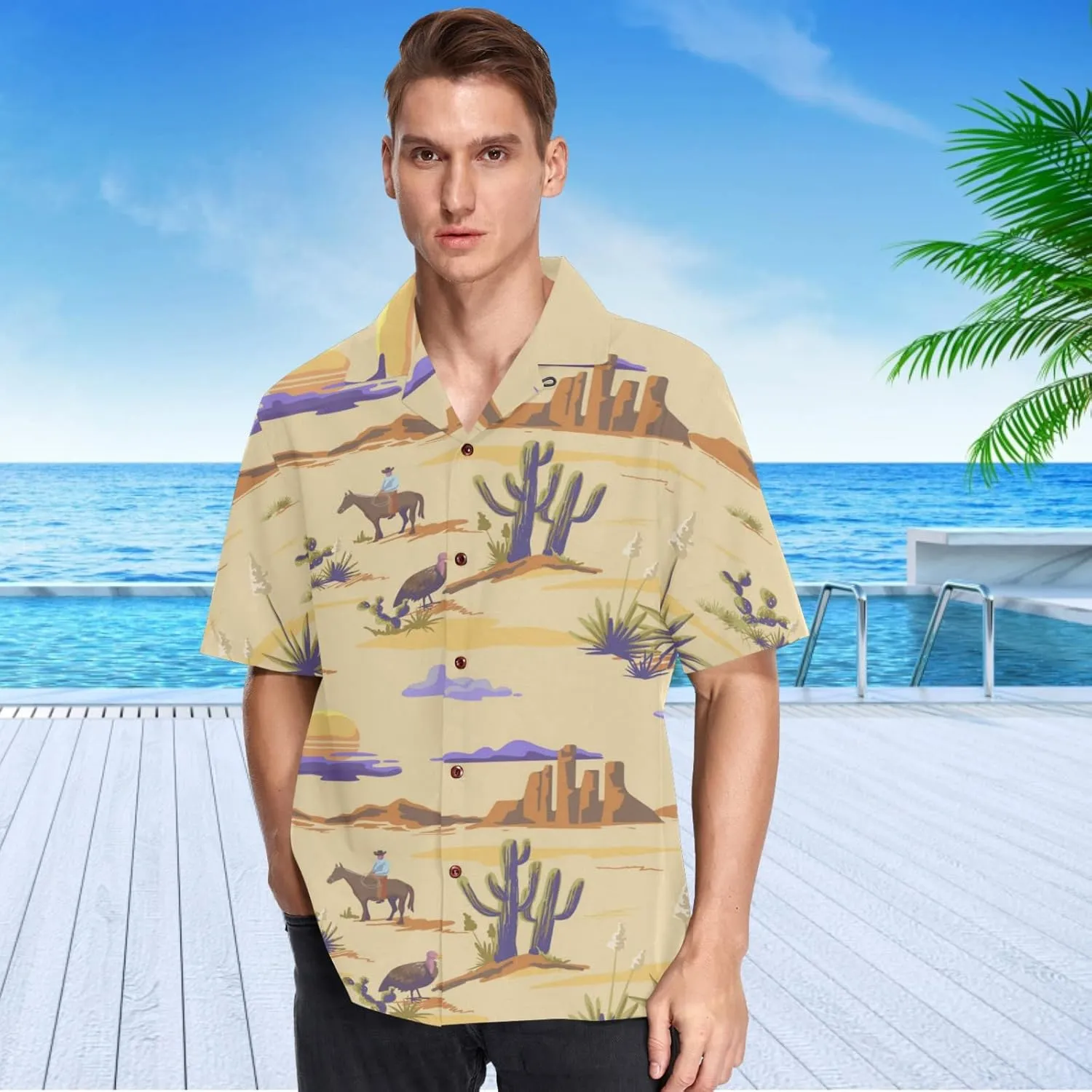 visesunny Mens Casual Button Down Short Sleeve Hawaiian Shirt Aloha Shirt