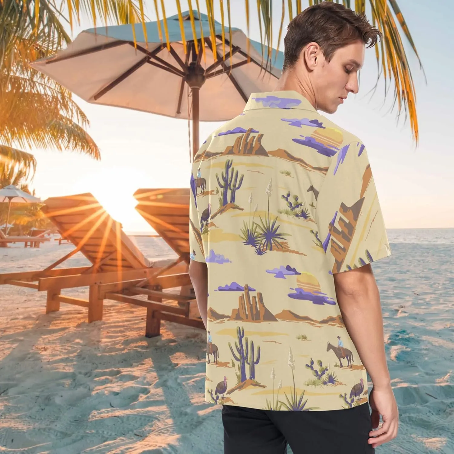 visesunny Mens Casual Button Down Short Sleeve Hawaiian Shirt Aloha Shirt