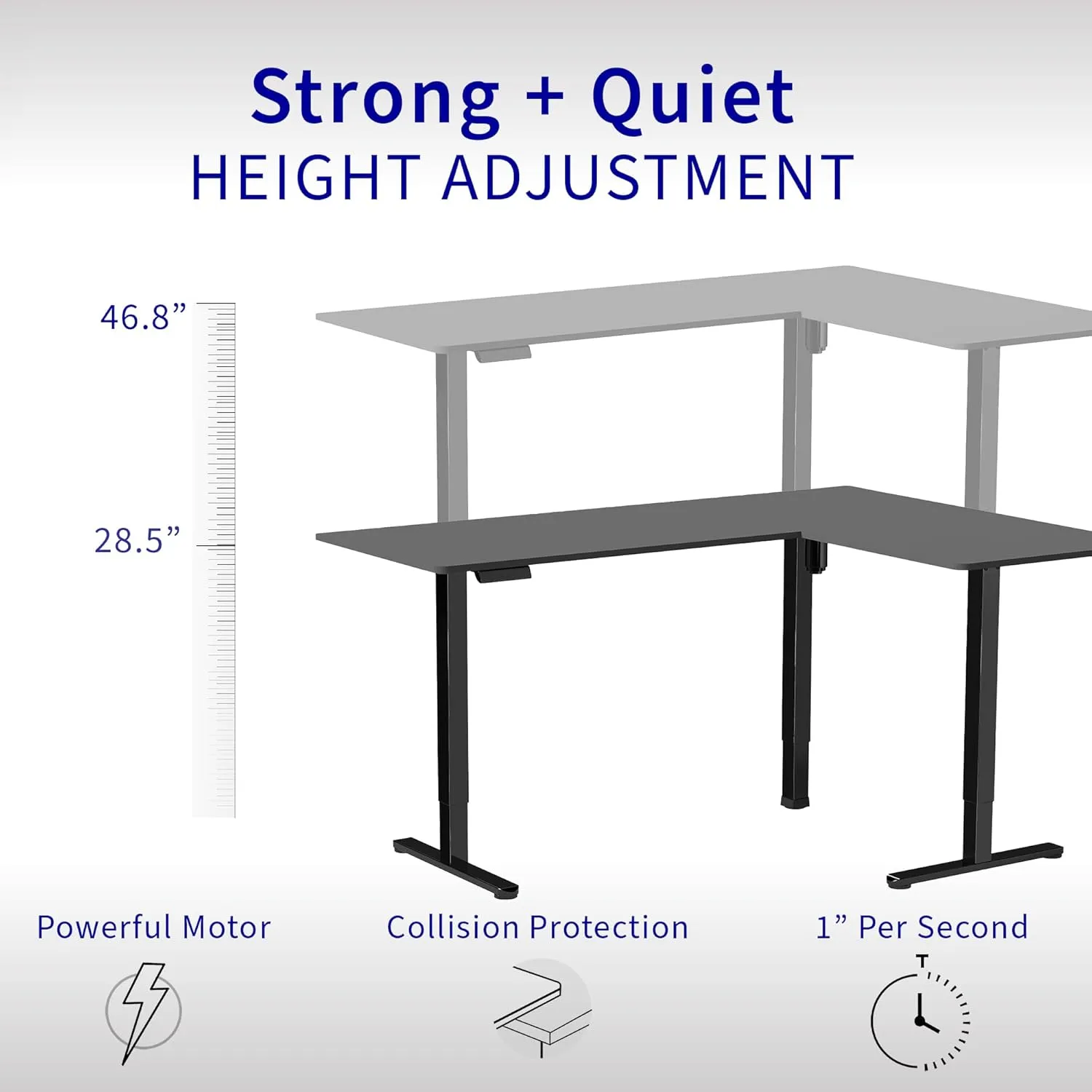 VIVO Electric Corner L-Shaped 63 x 47 in Standing Desk, Memory Height Adjustment, Dark Gray Top White Frame, DESK-E3CTWG-47