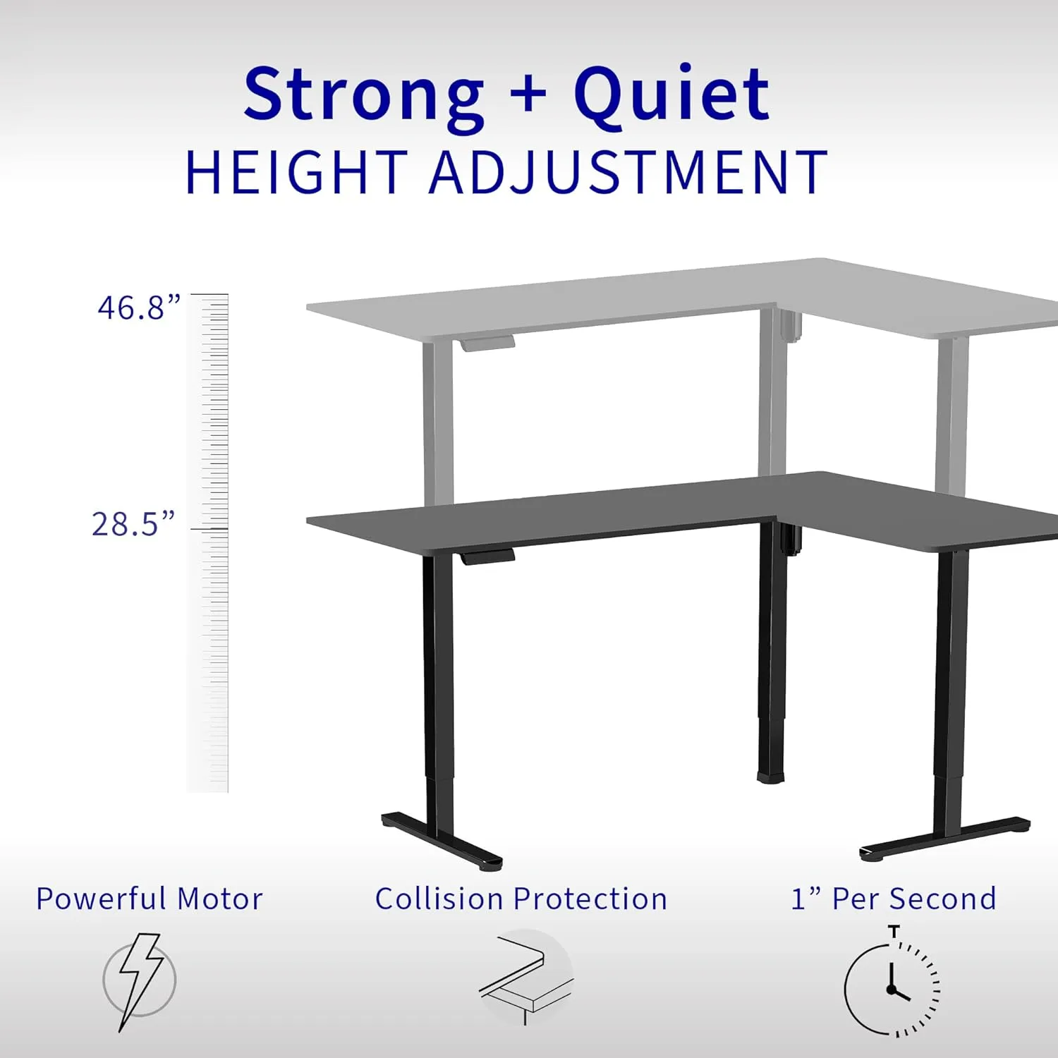 VIVO Electric Corner L-Shaped 63 x 55 in Standing Desk, Memory Height Adjustment, Black Top Black Frame, DESK-E3CTB