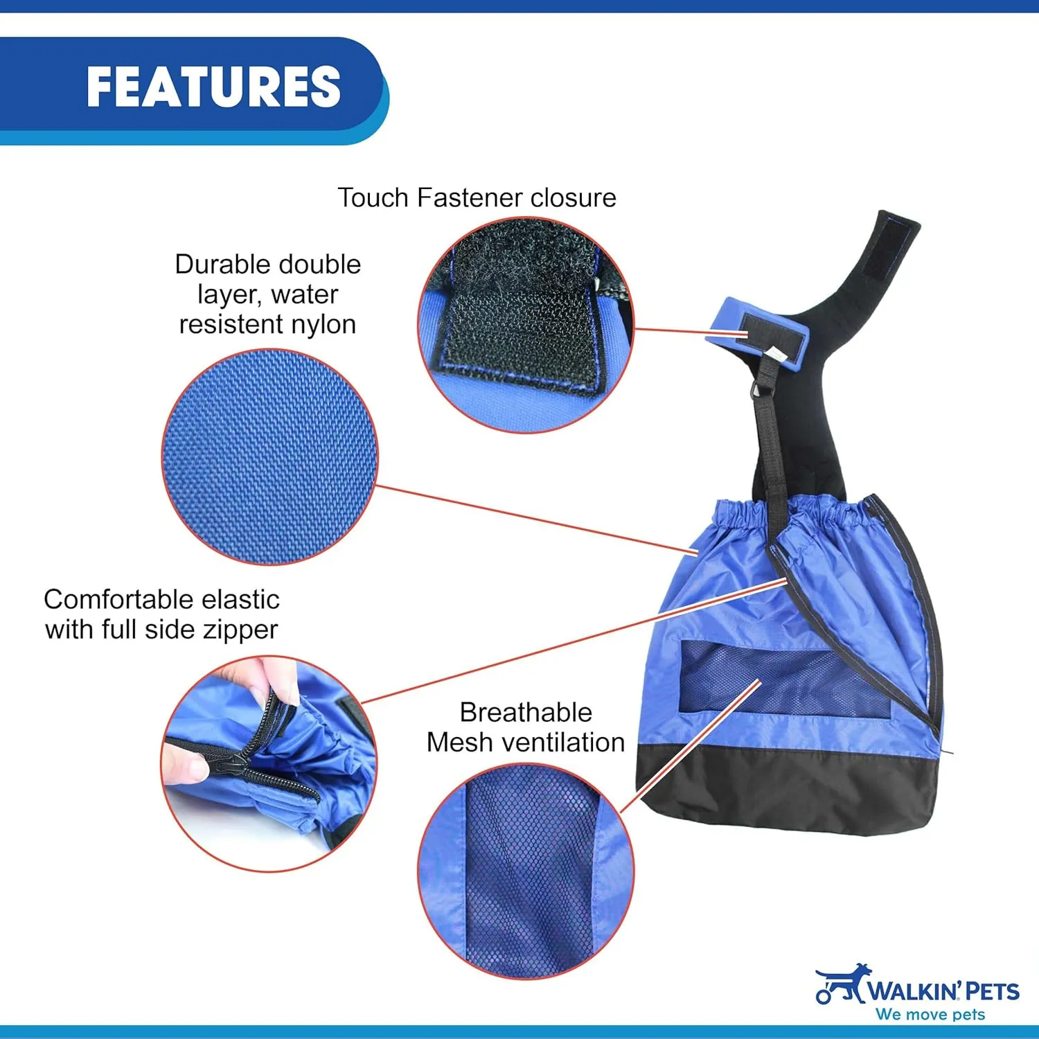 Walkin’ Drag Bag - Comfortable Drag Bag for Disabled Dogs and Cats, Protects Chest and Limbs, Made with Durable Nylon