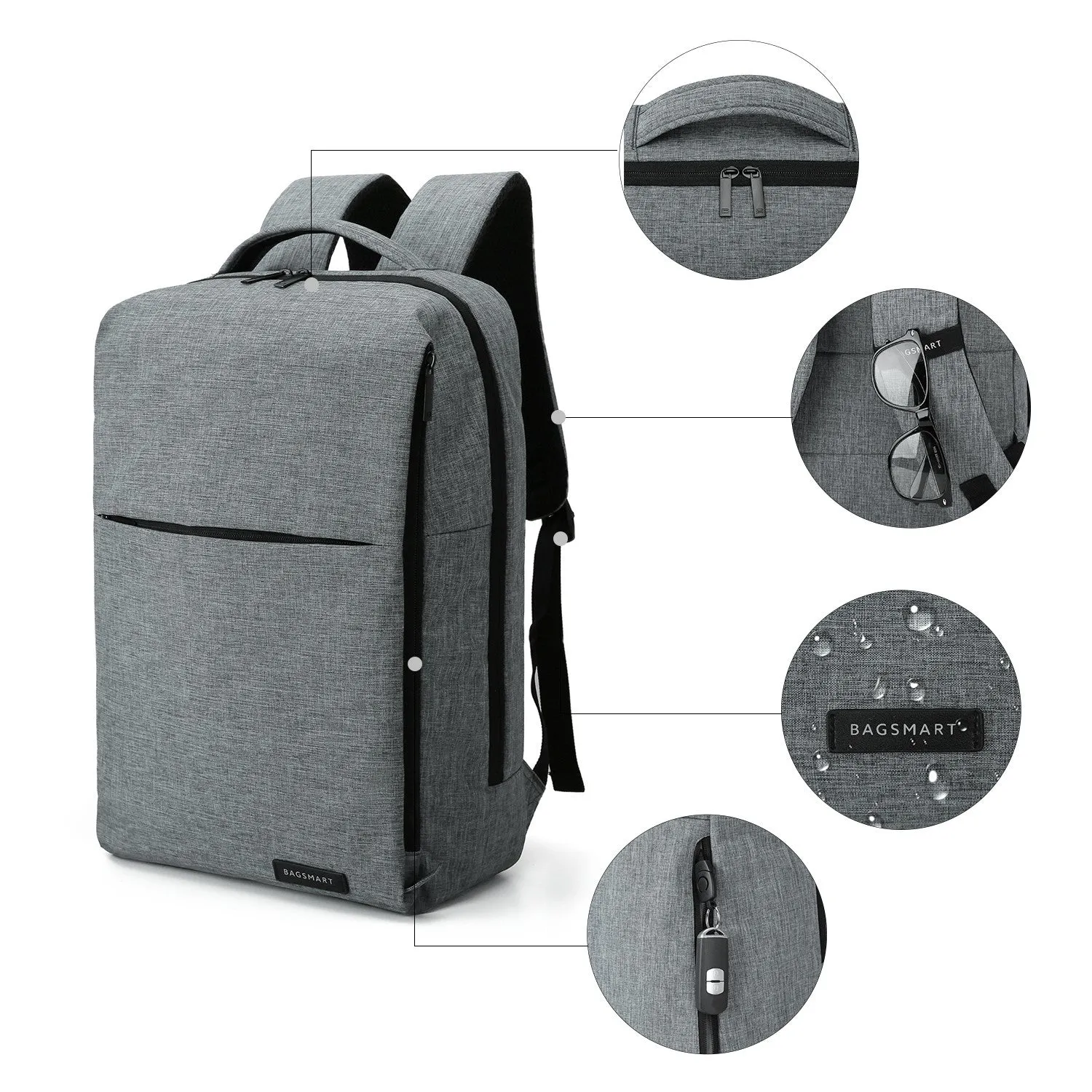 Water Resistant Laptop Backpack with Headphone Port