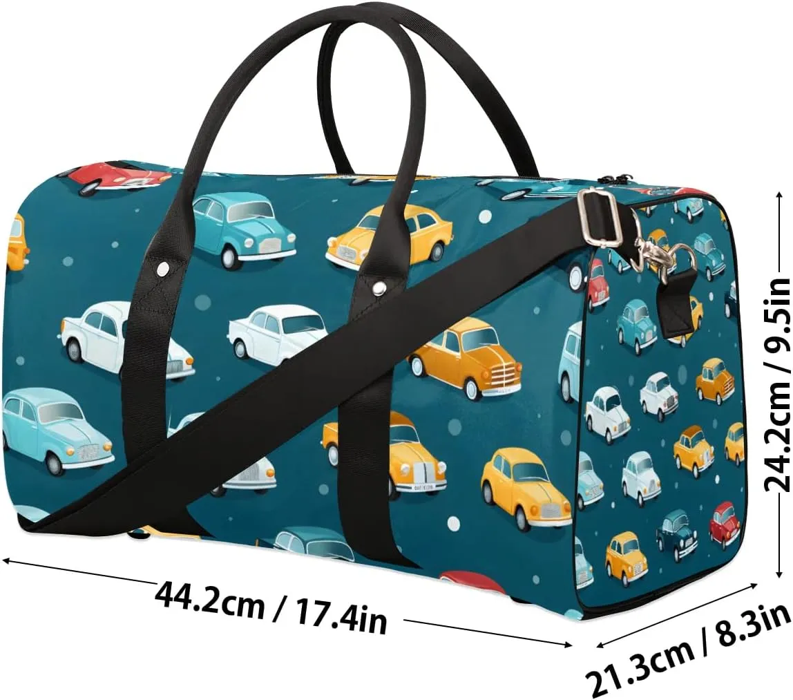 Watercolor Cars Travel Duffel Bag for Women Men Waterproof Foldable Overnight Weekender Bag Large Capacity Sports Gym Bag